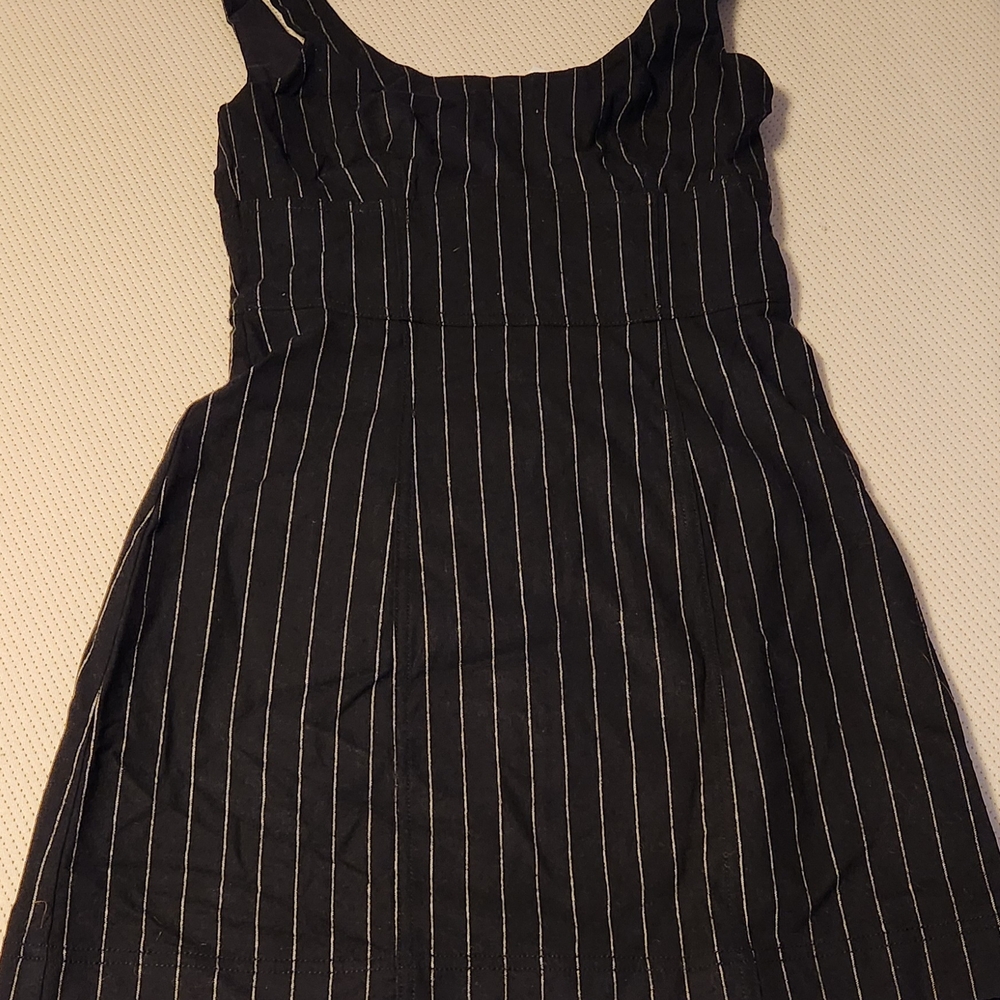 Madewell Black Pin Striped Mini Dress NWT